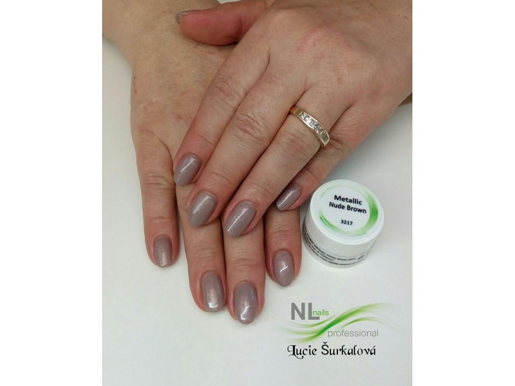 UV, LED metalický barevný gel METALLIC NUDE BROWN