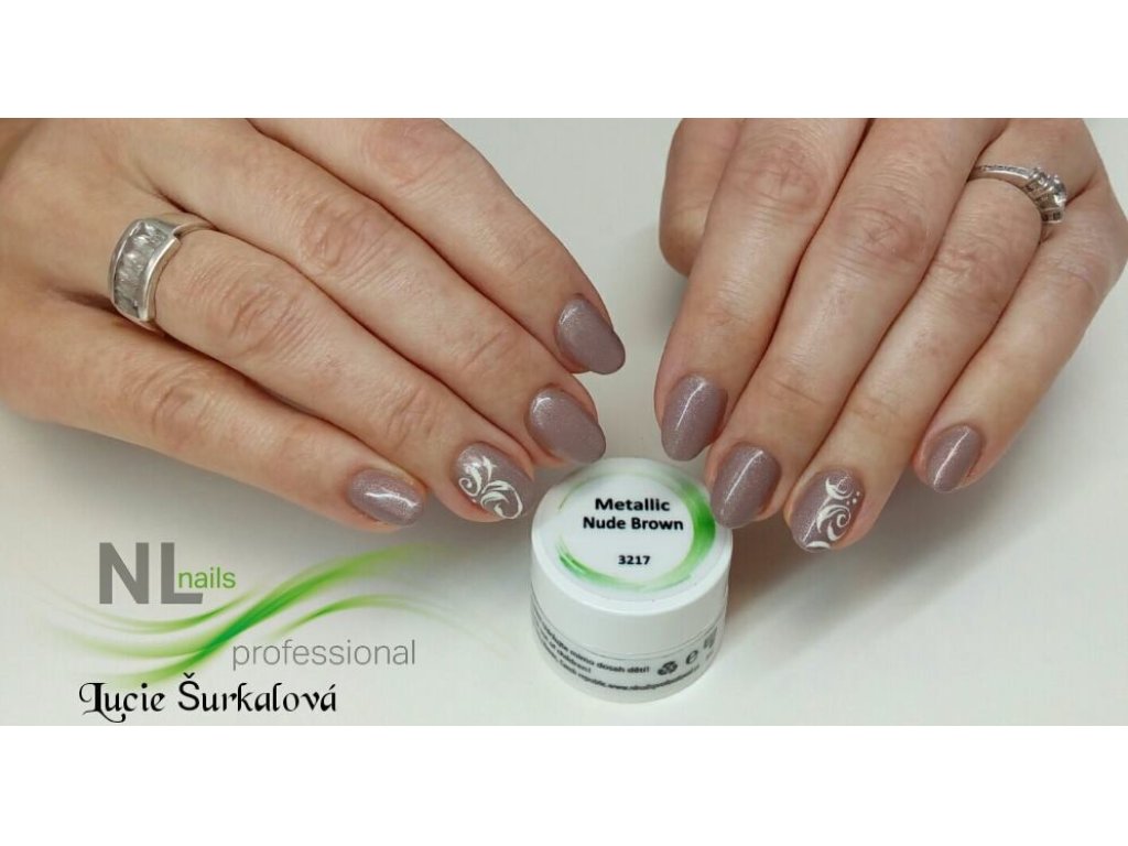 UV, LED metalický barevný gel METALLIC NUDE BROWN