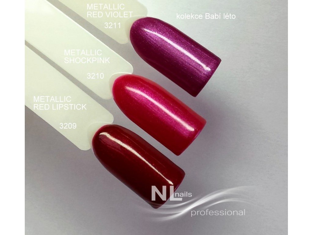 UV, LED metalický barevný gel METALLIC RED LIPSTICK