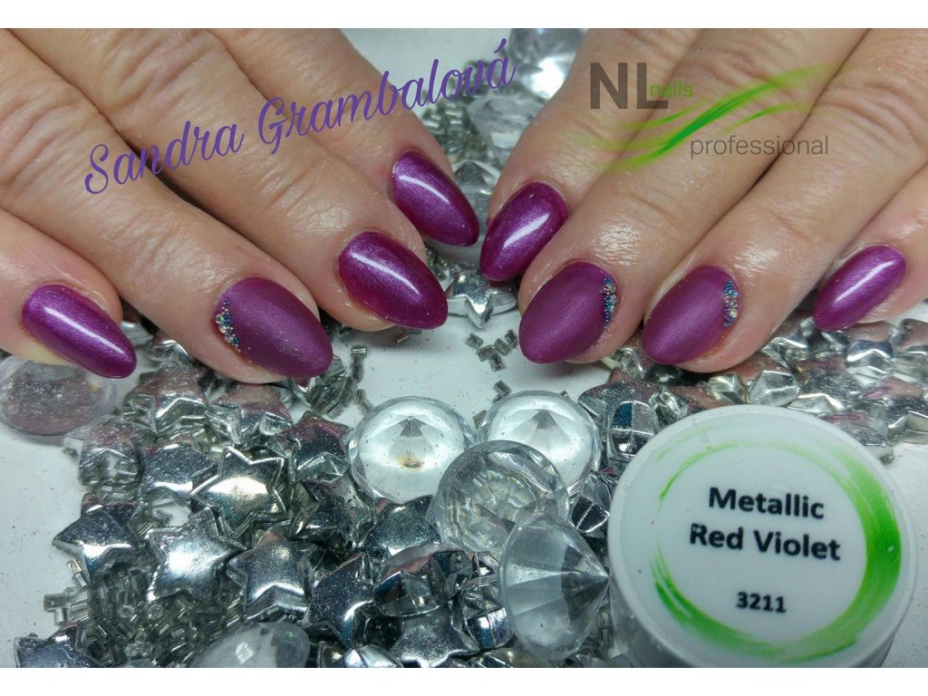 UV, LED metalický barevný gel METALLIC RED VIOLET