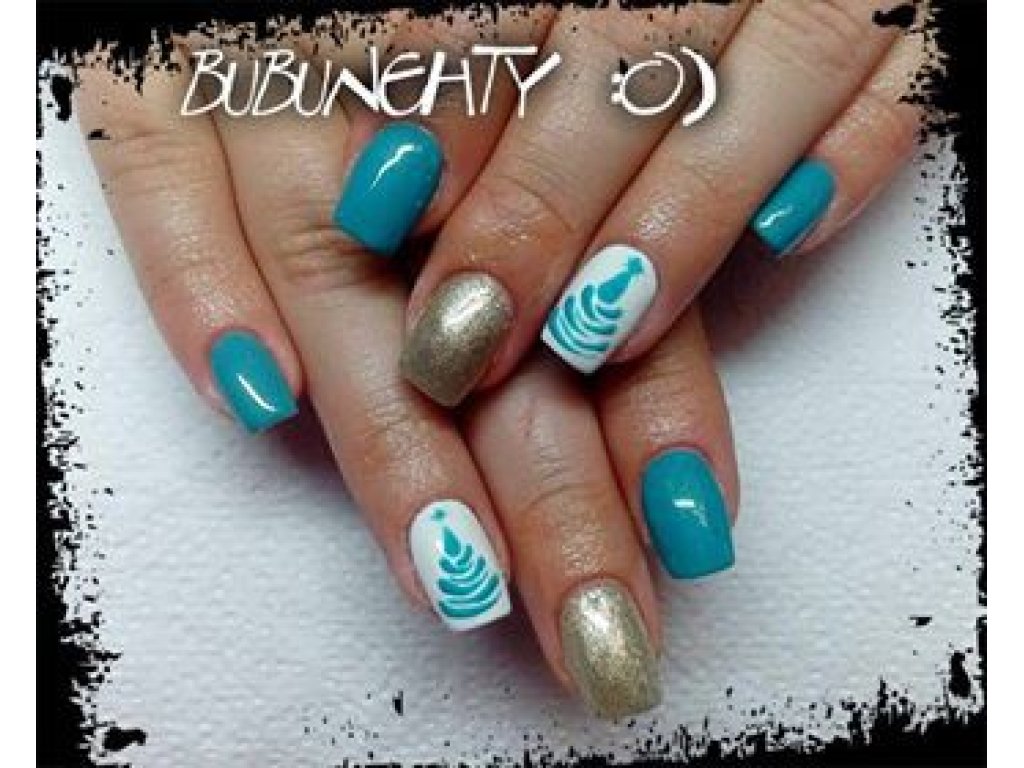 UV, LED metalický barevný gel METALLIC TIFFANY BLUE GOLD