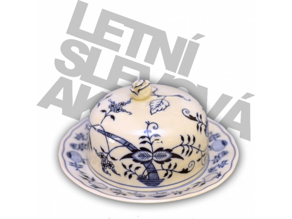Predaj -50% Cibulák Dóza na syr okrúhla kompletná 19 cm originál cibuľový porcelán Dubí, cibuľový vzor, 2. akosť