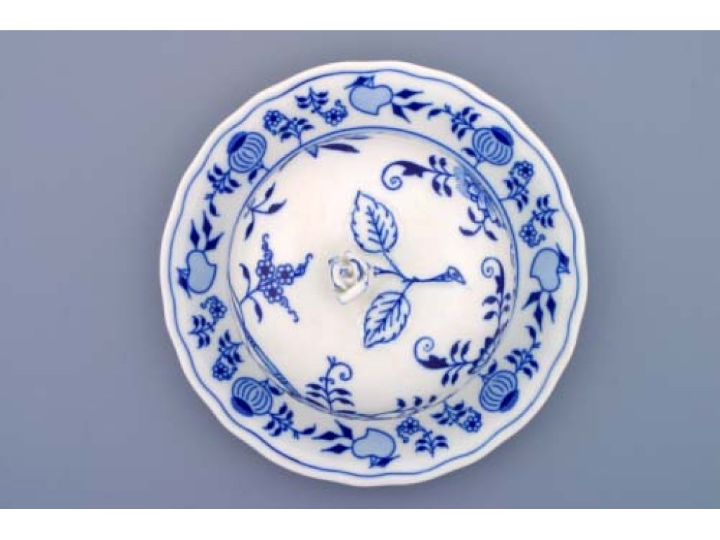 Predaj -50% Cibulák Dóza na syr okrúhla kompletná 19 cm originál cibuľový porcelán Dubí, cibuľový vzor, 2. akosť