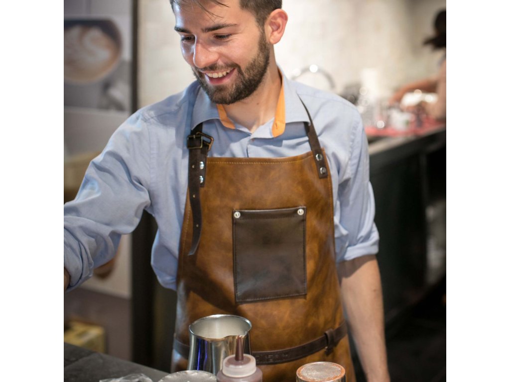 Bartender apron, grey-brown leather look ZIC ZAC 70 x 90 cm