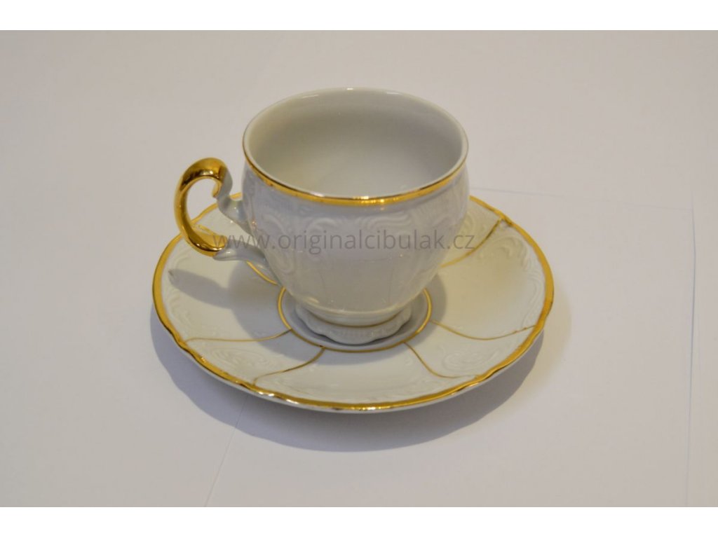 Bernadotte kávová súprava zlatý pruh porcelán Thun 6 osôb 15 dielov český porcelán Nová Role