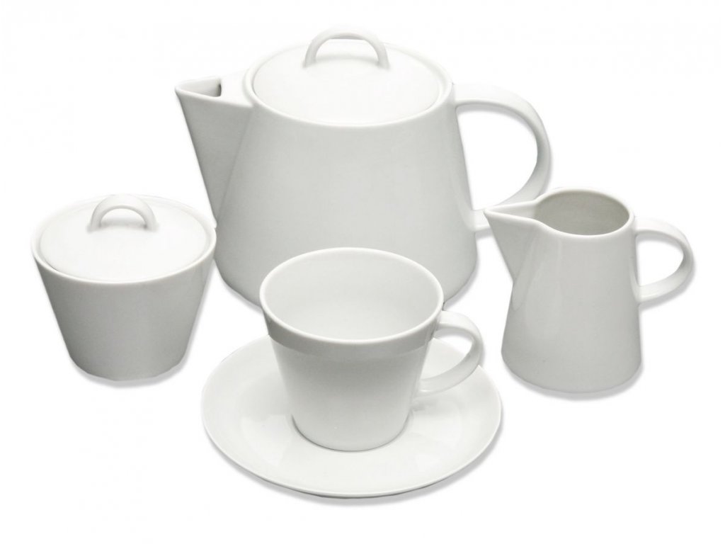 tea set Tom white porcelain Thun a.s. 6 persons 15 pieces Czech porcelain Nová Role
