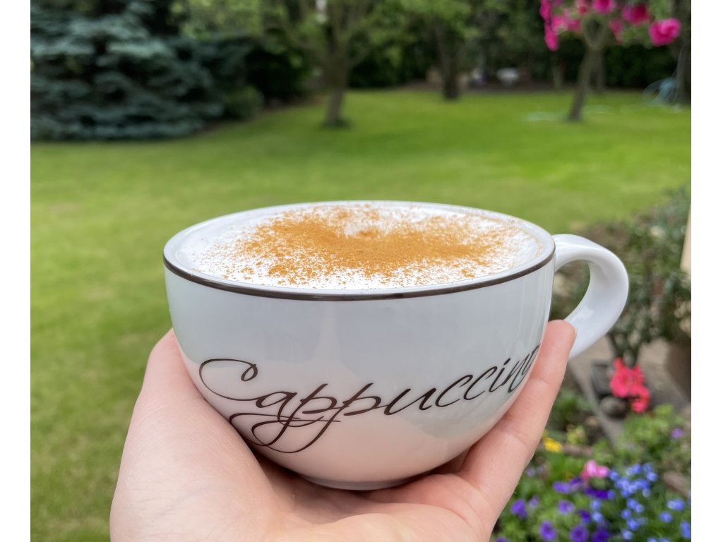 Cappuccino Šálka Sonne 0,28 l hnedý nápis Český porcelán 