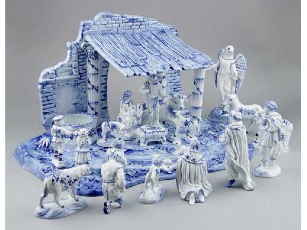 Cibulák Betlem s kobaltom cibulákový porcelán  originál cibulák Dubí 2.akosť