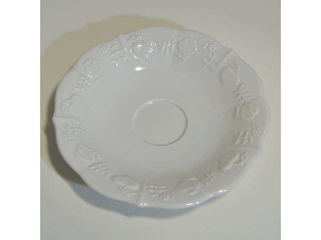 cibulák bílý Elegance podšálek  B  český porcelán Dubí 15 cm