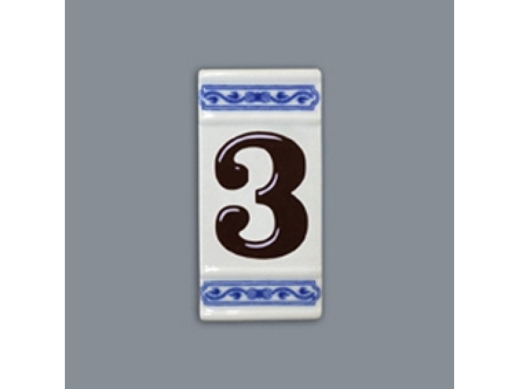 Zwiebelmuster  House Number, Original Bohemia Porcelain from Dubi