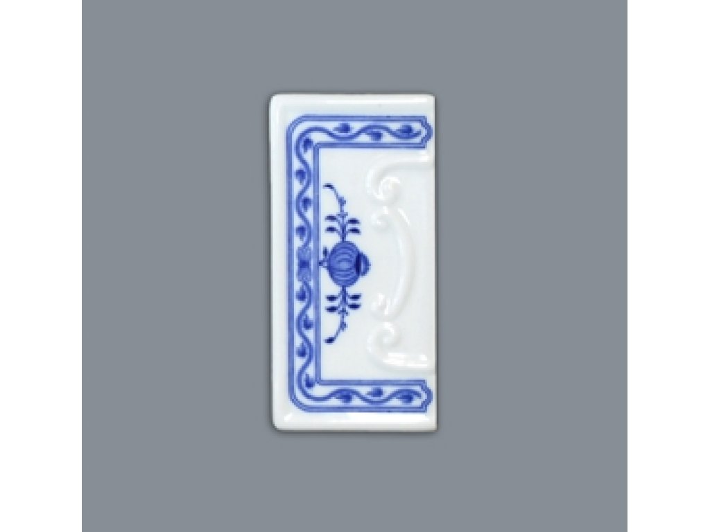 Cibulák číslo na dům rámeček reliéfní 11 cm originální cibulákový porcelán Dubí, cibulový vzor,
