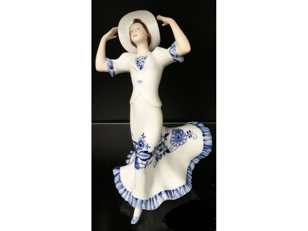 Cibulák Dáma s Kloboukem Dux 23 cm český porcelán Dubí