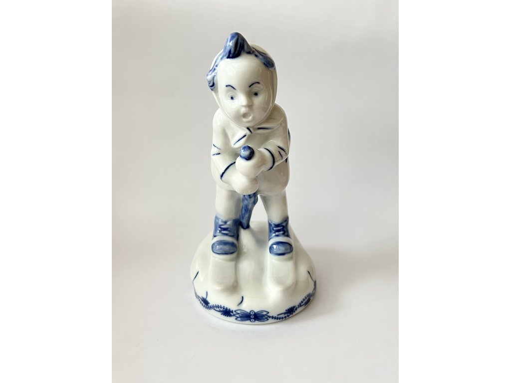 Cibulák Dievčatko na lyžiach 16 cm originálny český porcelán Dubí