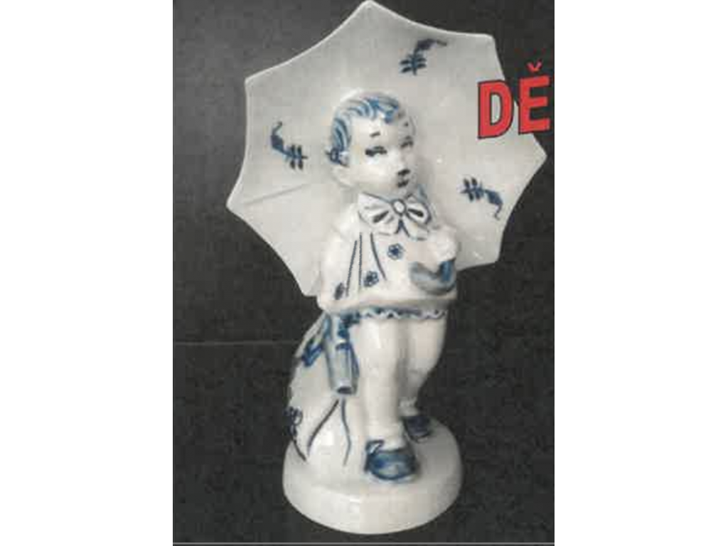 cibulák Děvčátko s deštníkem 16 cm originální český porcelán Dubí 2.jakost