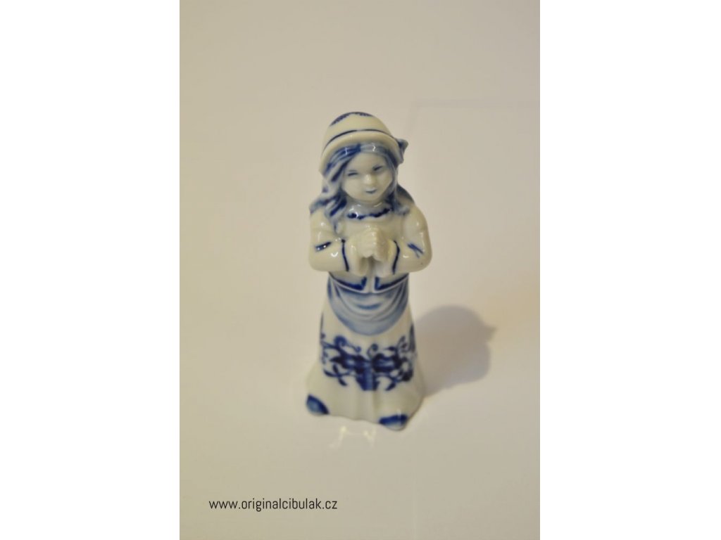 Cibulák Děvče  9,5 cm originální cibulákový porcelán Dubí, cibulový vzor,
