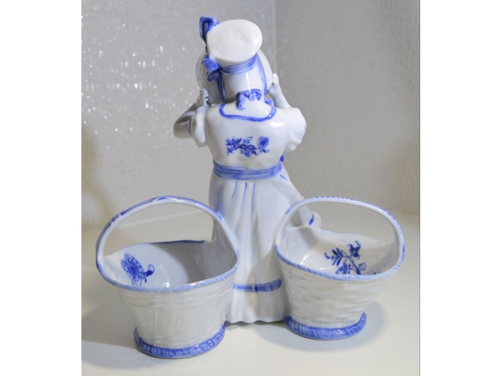 Cibulák Dívka s košíky Dux 24 cm originální český porcelán Dubí 2.jakost