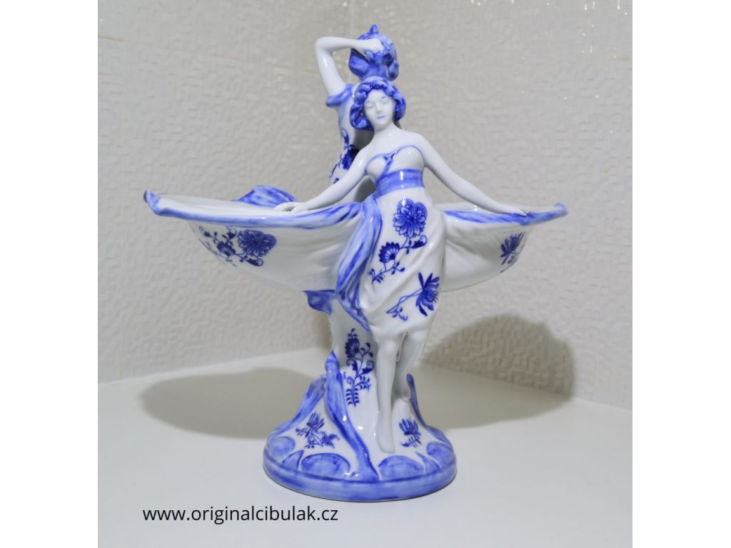 Cibulák dievčatá s mušľami cibulák 33 cm originálny český porcelán Dubí Royal Dux Bohemia 2. akosť