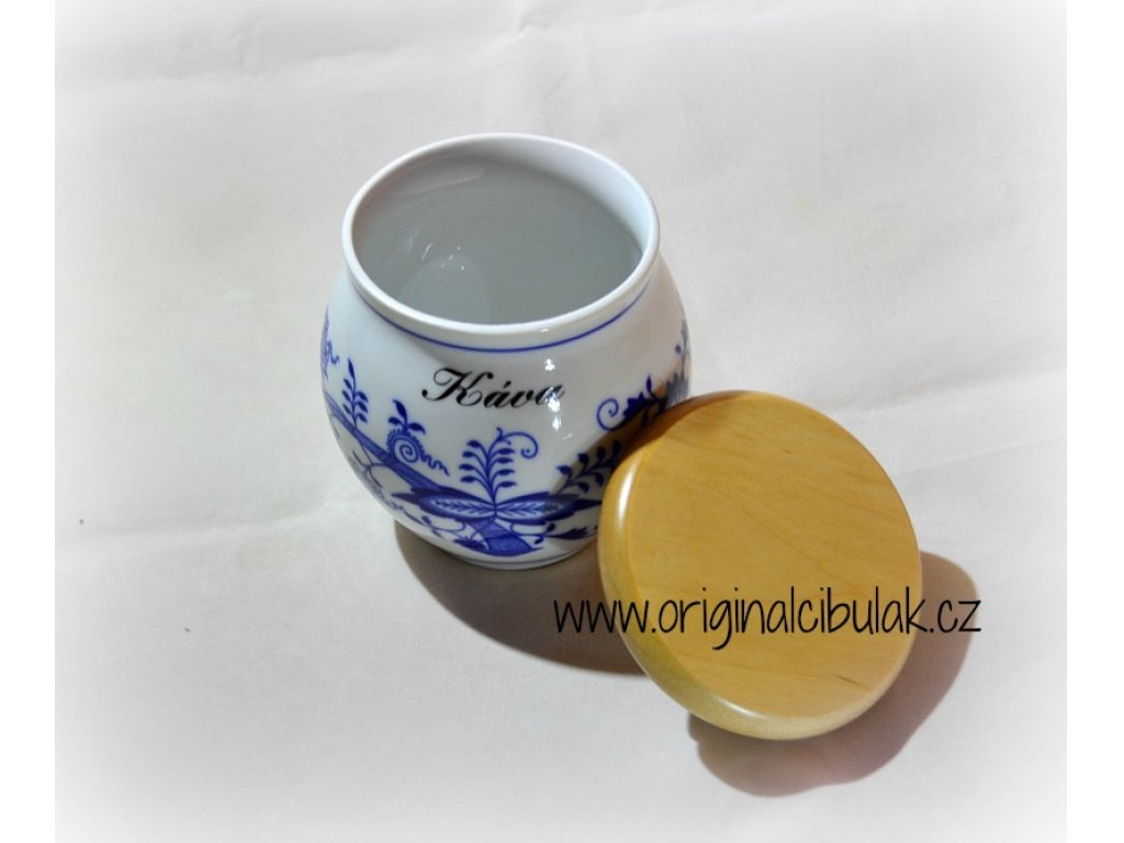 Cibulák dóza Baňák s dřevěným uzávěrem bez nápisu 10,5 cm originální porcelán Dubí 2.jakost