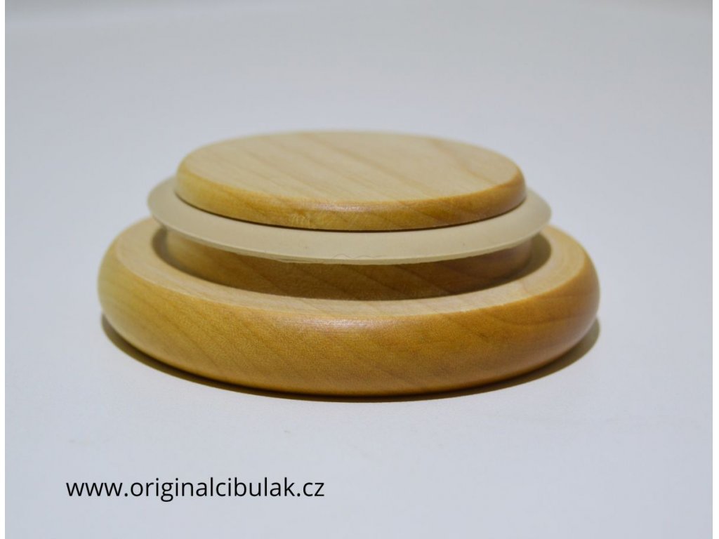 Cibulák dóza s dreveným uzáverom Diachrom sypký 10 cm originálny cibulák český porcelán Dubí