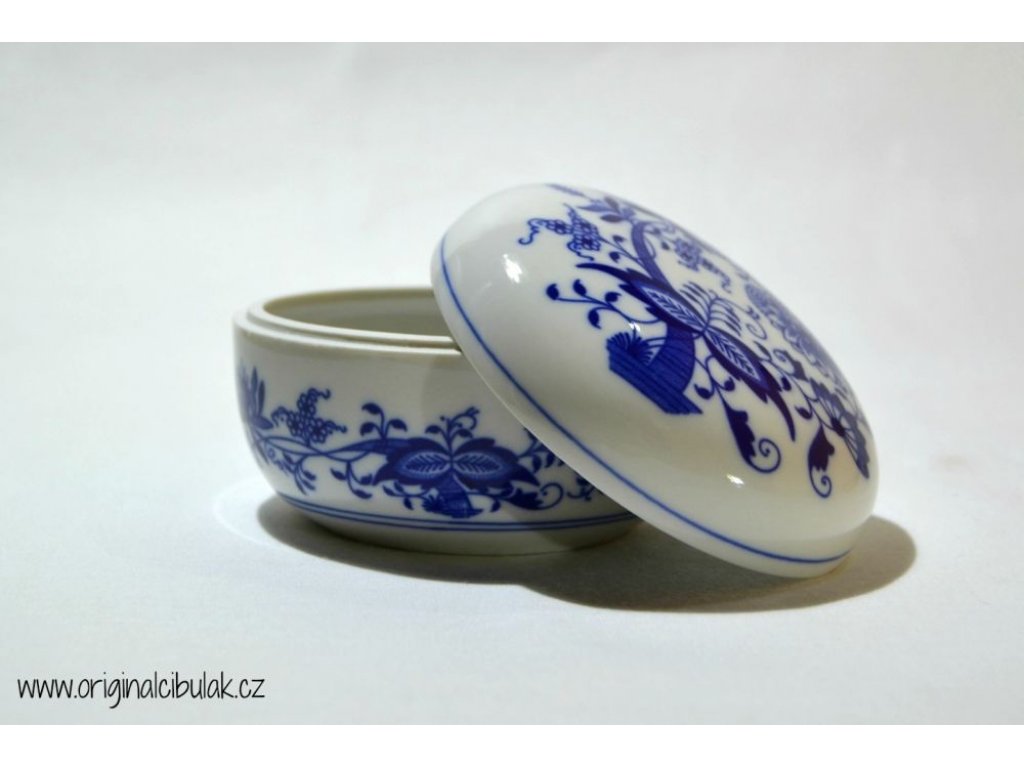 Cibulák dóza kulatá 7 cm originální cibulákový porcelán Dubí 2.jakost