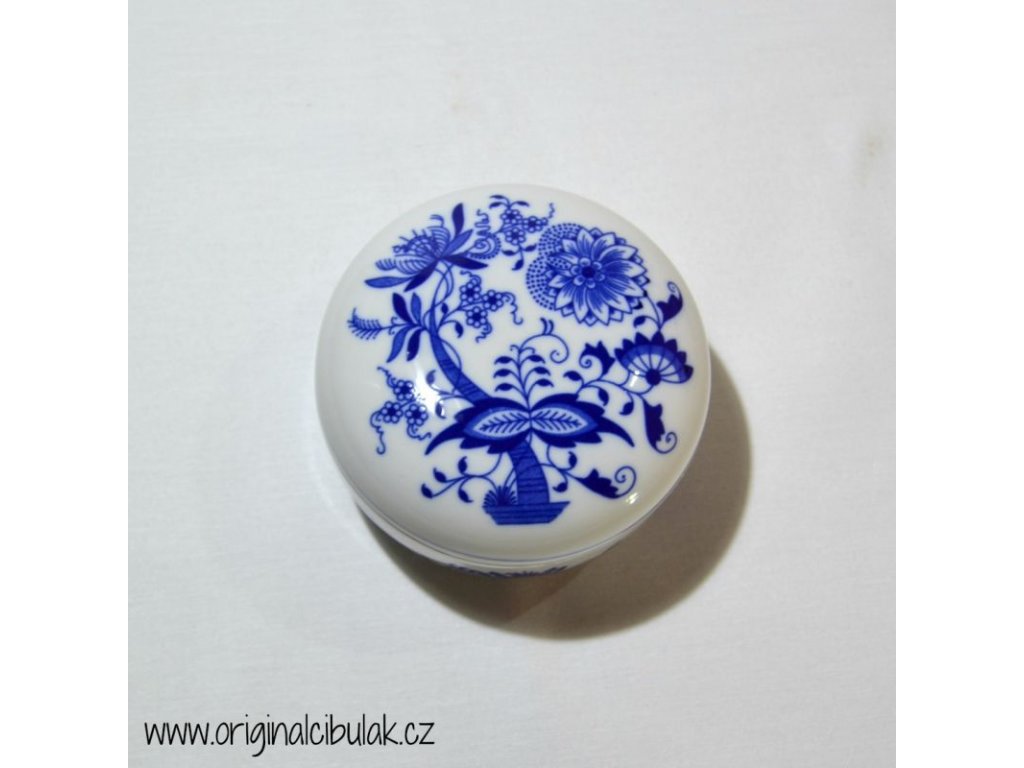 Cibulák dóza okrúhla 7 cm originálny cibulák český porcelán Dubí, cibuľový vzor,