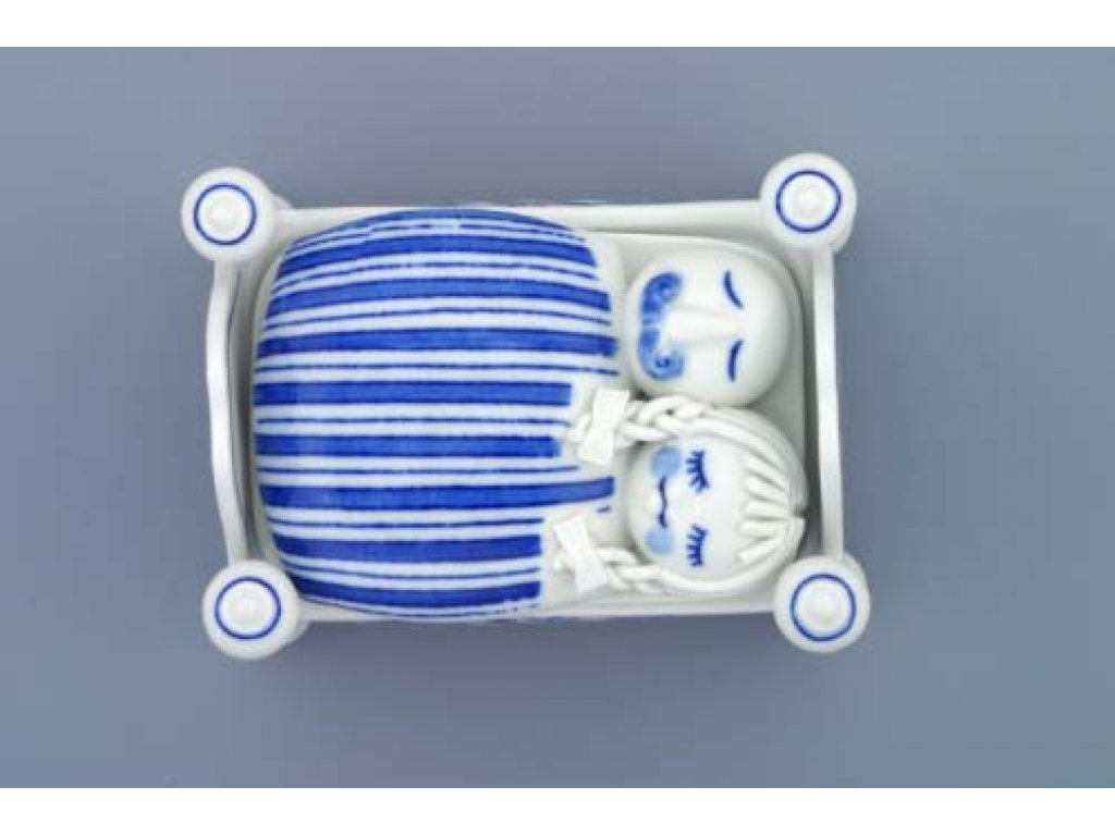 Cibulák Candy box betlehem kompletný 12 x 9 cm originál cibuľový porcelán Dubí, cibuľový vzor, 2. akosť