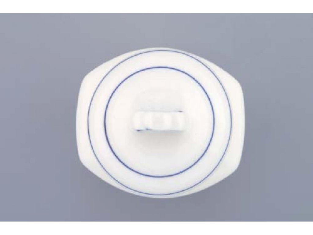 Cibulák dóza na poživatiny s víčkem a nápisem Mouka hladká český porcelán Dubí
