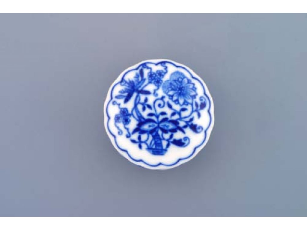 Cibulák Dóza pilulník kulatá s víčkem 5 cm originální cibulákový porcelán Dubí, cibulový vzor,