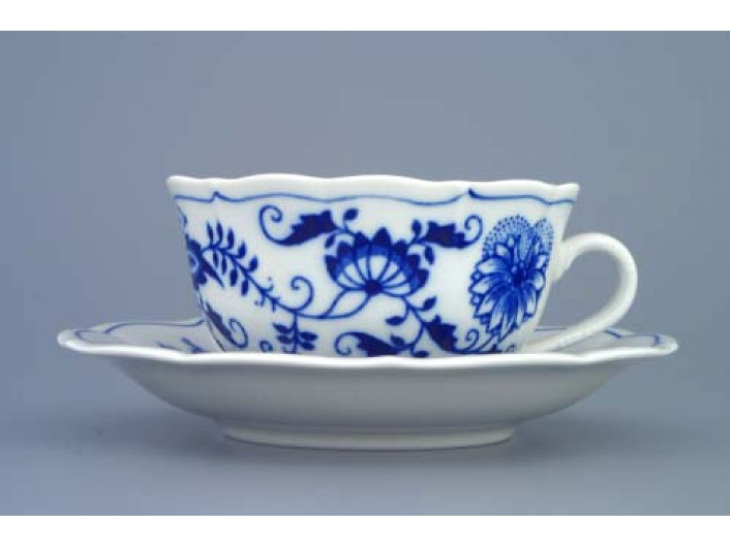 Cibulák Dubí Cup and saucer C1 and ZC1 tea 0,20 l original Dubí onion porcelain, onion pattern 2 quality