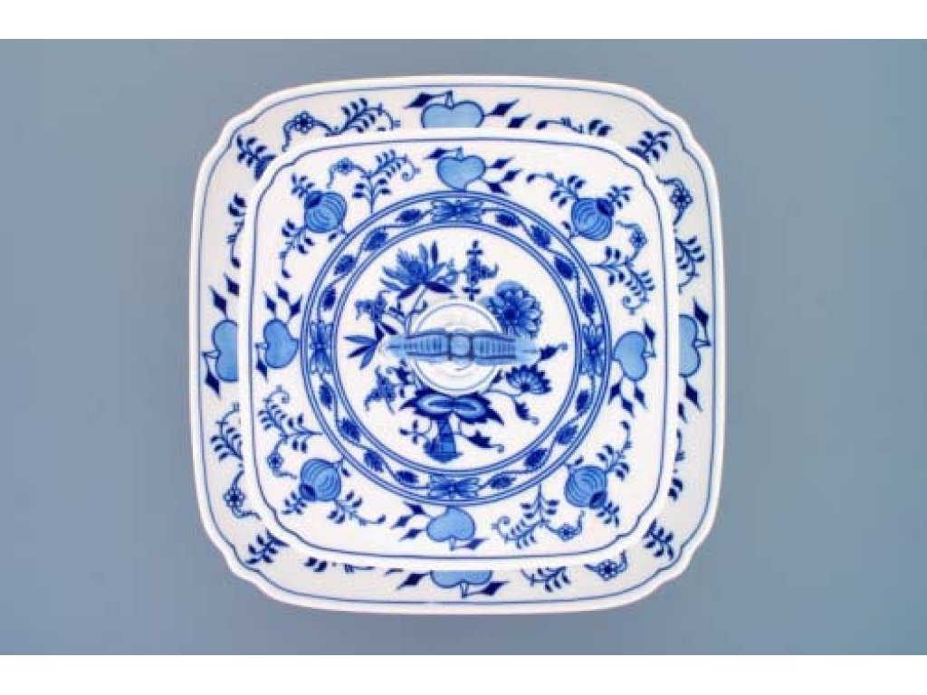 Cibulák Etažér z hranatých tanierov na nôžke 21+29 cm 2 160g Originálny Český Porcelán Dubí