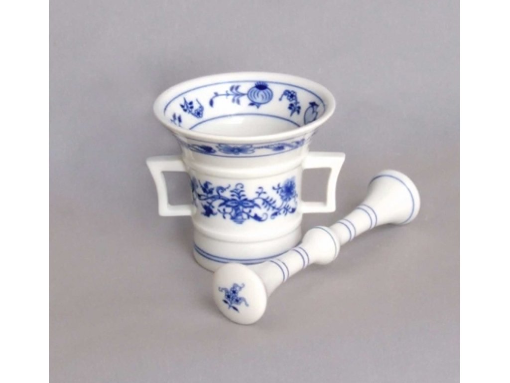 Cibulák Hmoždíř s tloukem 10 cm originální cibulákový porcelán Dubí, cibulový vzor 2. jakost
