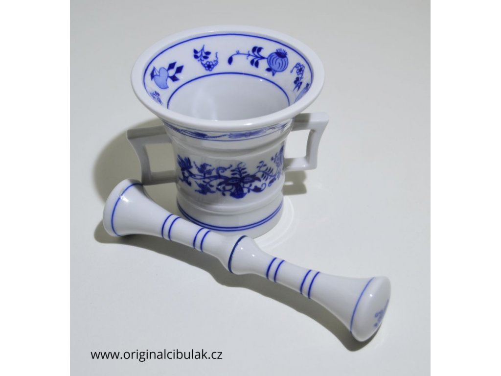 Cibulák Hmoždíř s tloukem 10 cm originální cibulákový porcelán Dubí, cibulový vzor