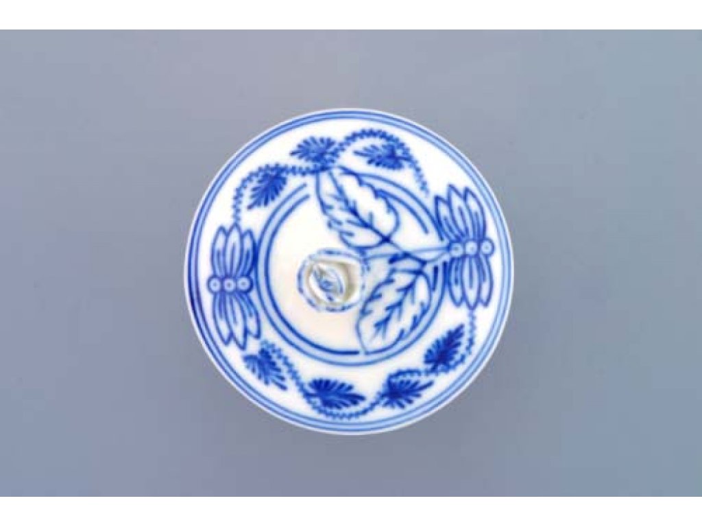 Cibulák Hořčičník s víčkem bez výřezu 0,10 l originální cibulákový porcelán Dubí, cibulový vzor