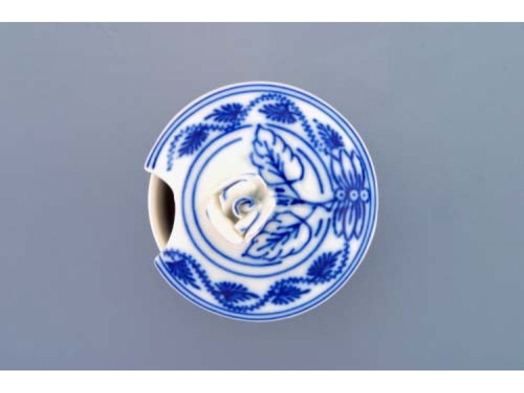 Cibulák horčičník s výrezom a viečkom 6 cm  cibulový porcelán originálny cibulák Dubí