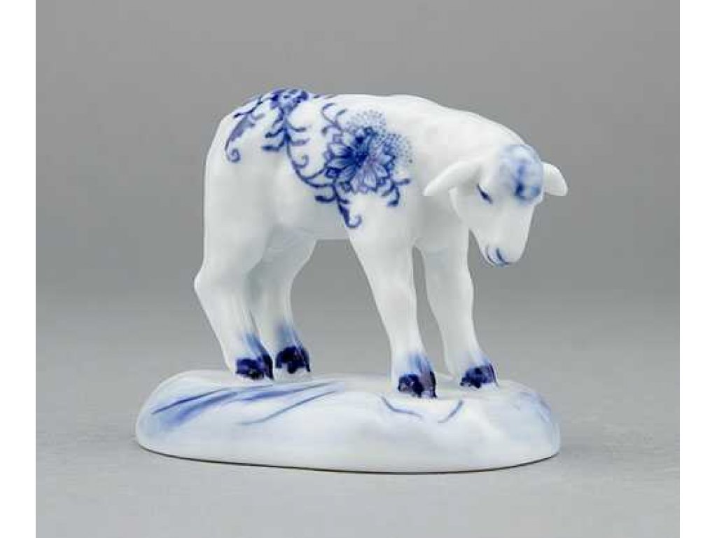 Cibulák Jehně s hlavou dolů 6 cm originální cibulákový porcelán Dubí, cibulový vzor,