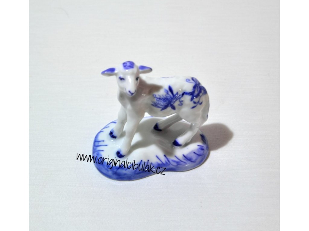 Cibulák Jehně s hlavou nahoru 6 cm originální cibulákový porcelán Dubí 2.jakost