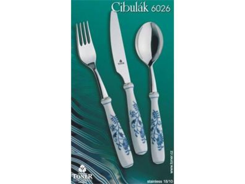 Blue Onion Pettern Cutlery set for 6 persons 24 pcs original Bohemis porcelain