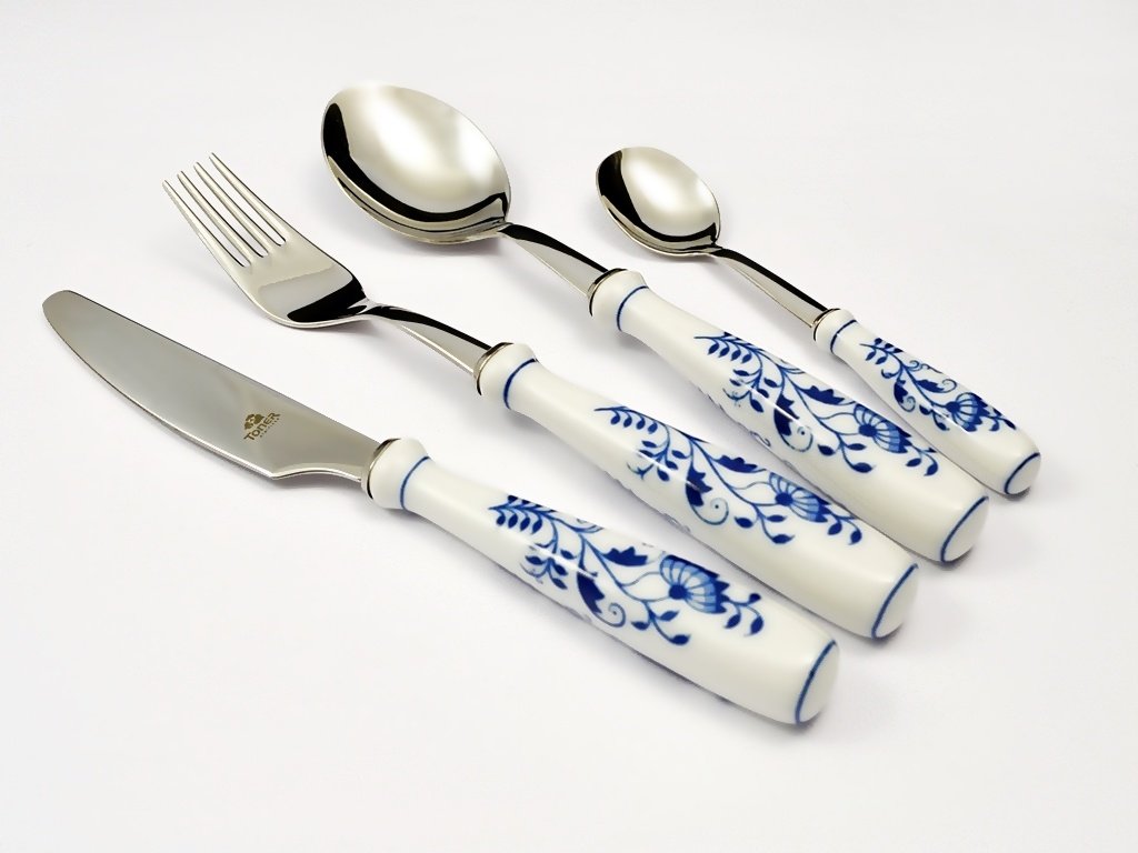 Onion - Cutlery set for 6 persons/ 24 pcs original onion, onion cutlery - porcelain