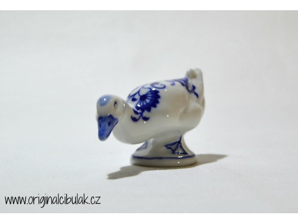 Cibulák Kachna 9,5 cm originální cibulákový porcelán Dubí, cibulový vzor,