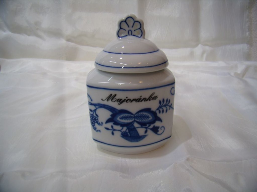 Onion jar with lid and inscription Marjoram 0,20 l Dubí, onion pattern