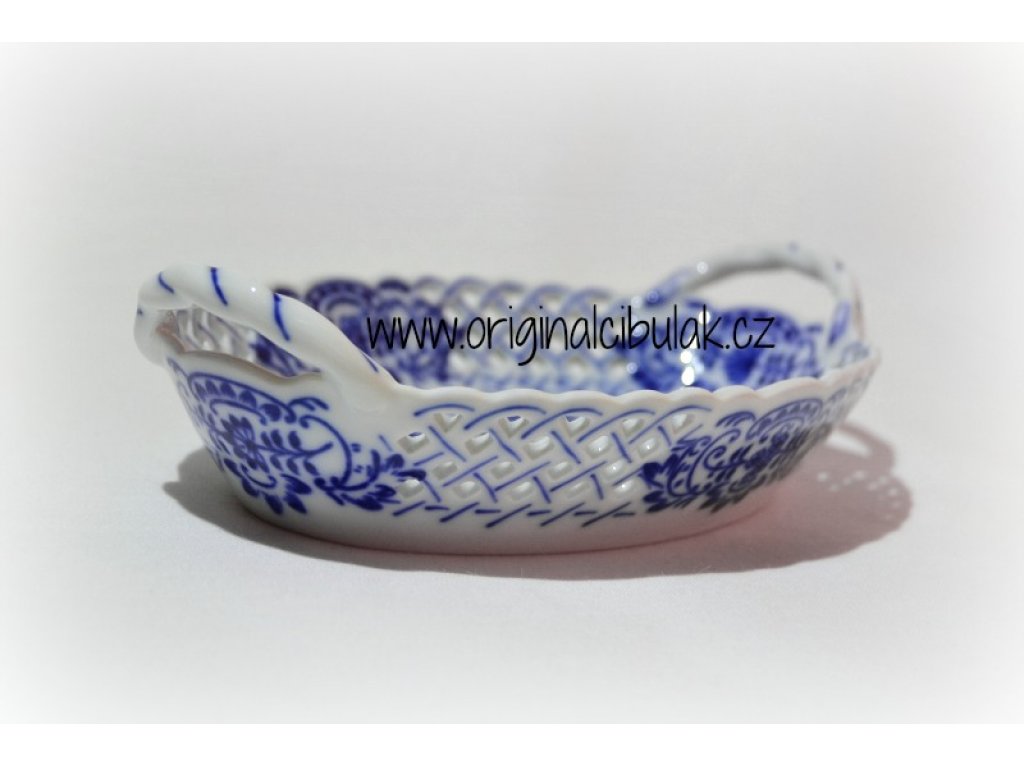 Cibulák košík prelamovaný 17 cm cibulový porcelán originálny cibulák Dubí,