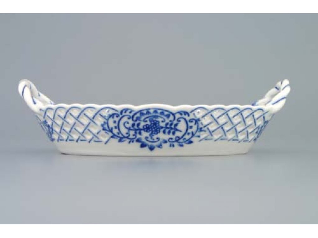Cibulák košík prolamovaný 19 cm originální cibulákový porcelán Dubí, cibulový vzor,