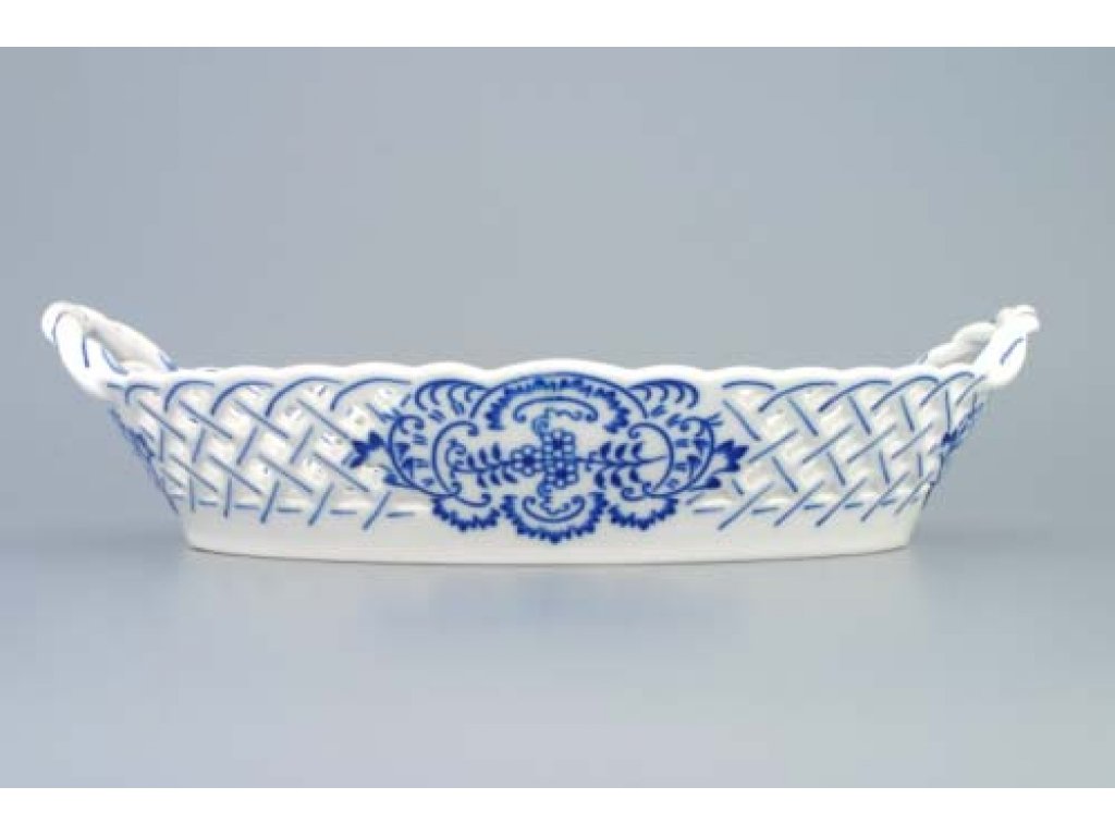Cibulák košík prolamovaný 28 cm originální cibulákový porcelán Dubí cibulový vzor 2.jakost