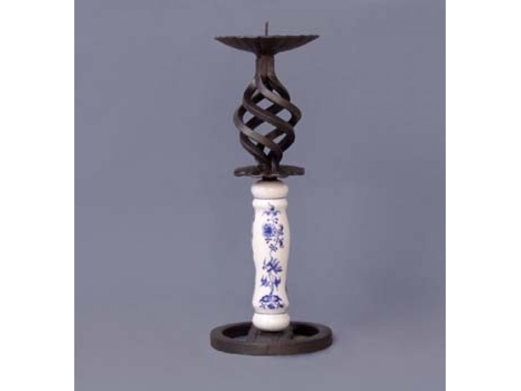 Zwiebelmuster Fireplace Tall Candlestick, Original Bohemia Porcelain from Dubi