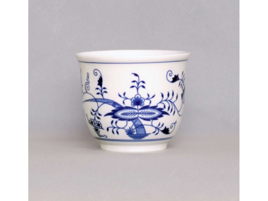 Cibulák Květináč malý bez uch 13 cm originální cibulákový porcelán Dubí, cibulový vzor,