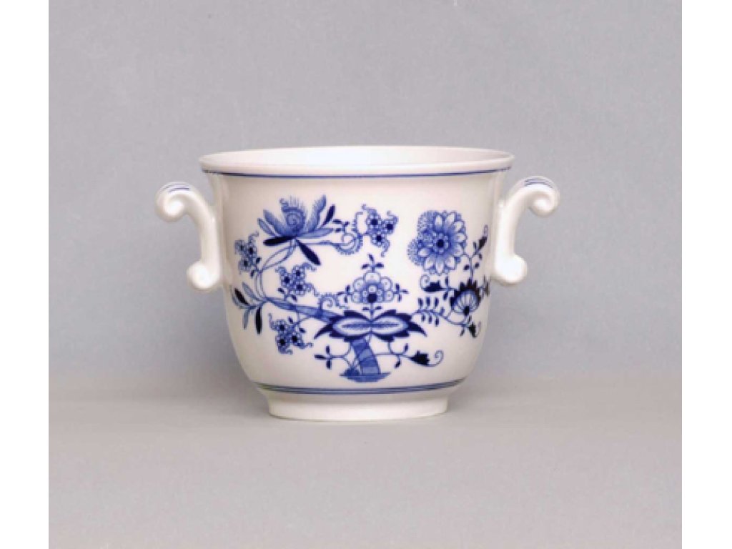 Cibulák kvetináč malý bez nôžky 13 cm cibulový porcelán, originálny cibulák Dubí 2. akosť