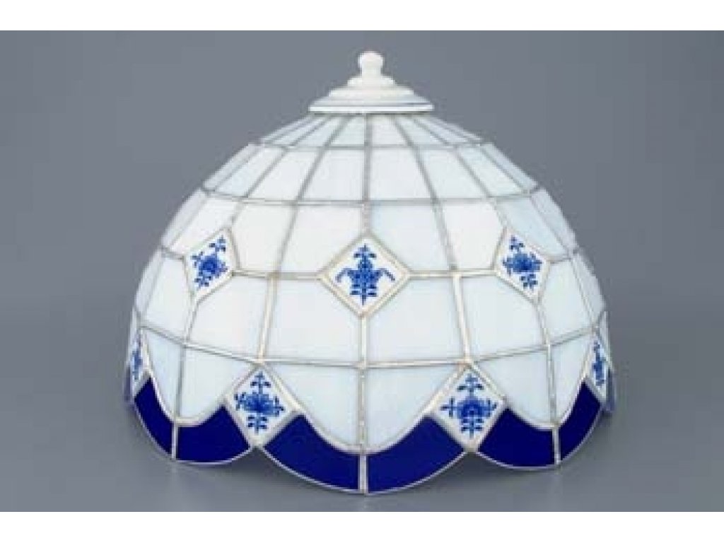 Cibulák lampový podstavec s tienidlom vitráž, neprolamovaný 3210 g cibulový porcelán originálny cibulák Dubí