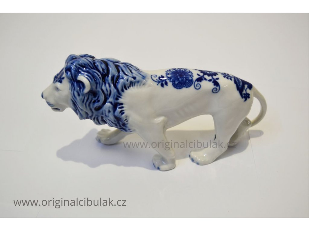 Cibulák Lev 12cm originální cibulákový porcelán Dubí, cibulový vzor,