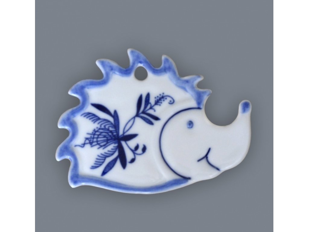 Cibulák Magnetka ježek 6 cm originální cibulákový porcelán Dubí, cibulový vzor,