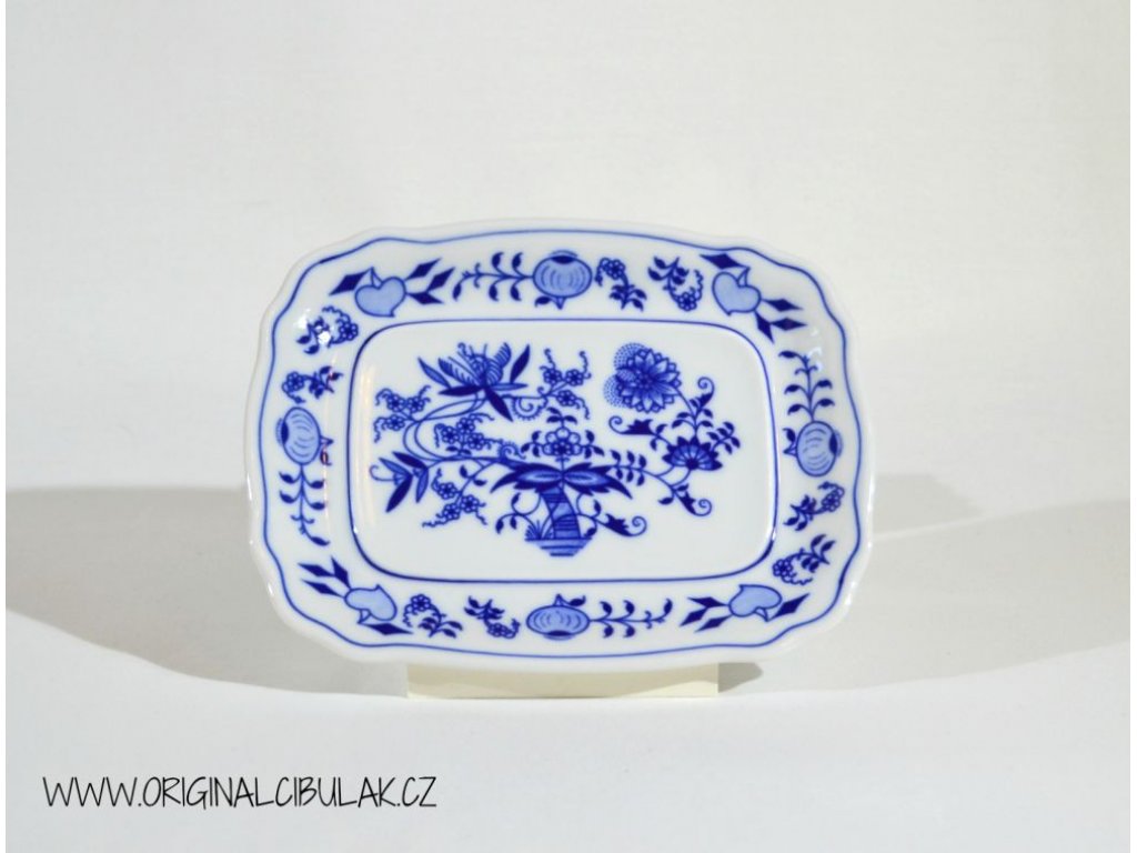 Cibuľová miska na maslo malá 17 cm originálny cibuľový porcelán Dubí, cibuľový vzor, 2. kvalita